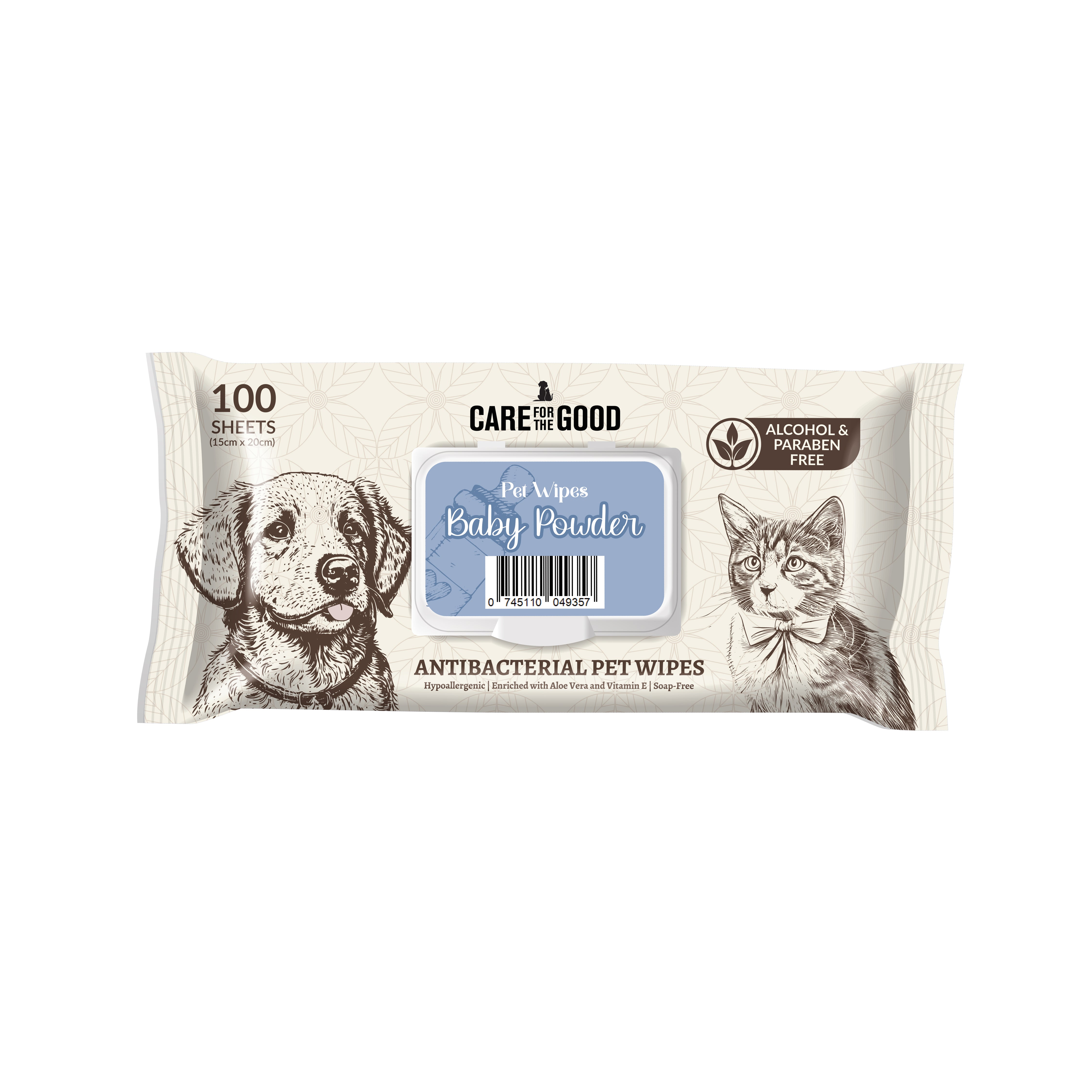 Care For The Good Antibacterial Pet Wipes 100pcs