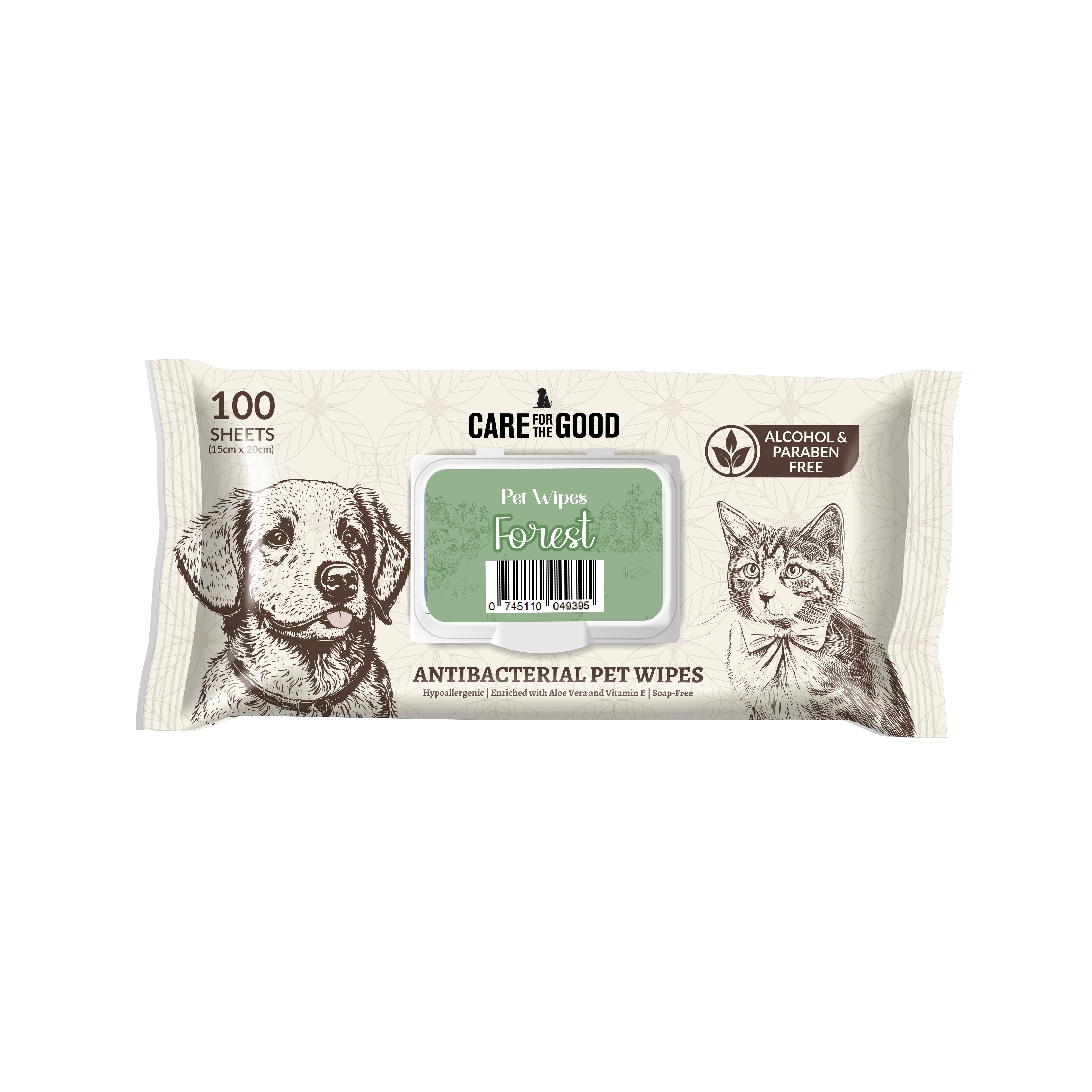 Image of Care For The Good Antibacterial Pet Wipes 100pcs