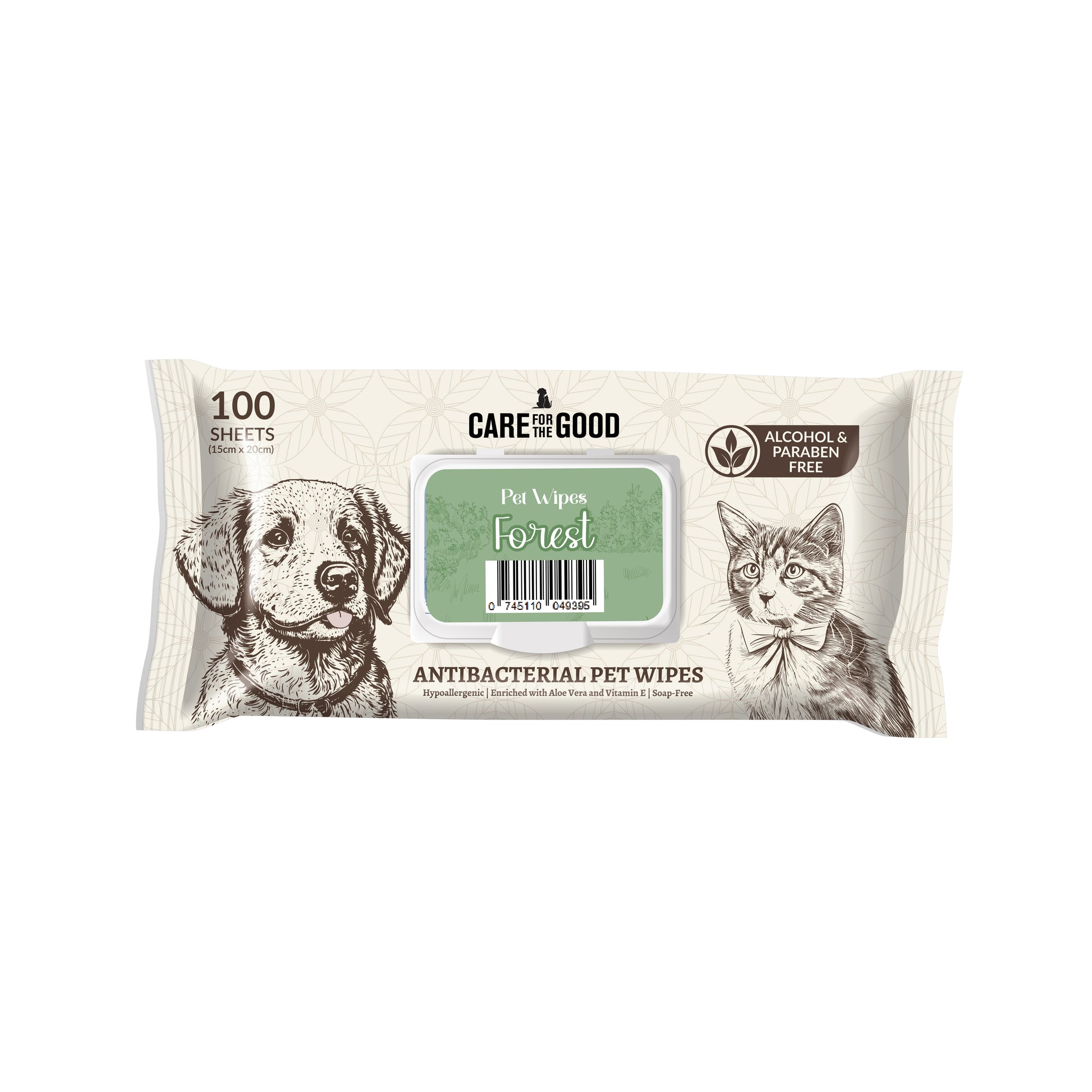 Care For The Good Antibacterial Pet Wipes 100pcs