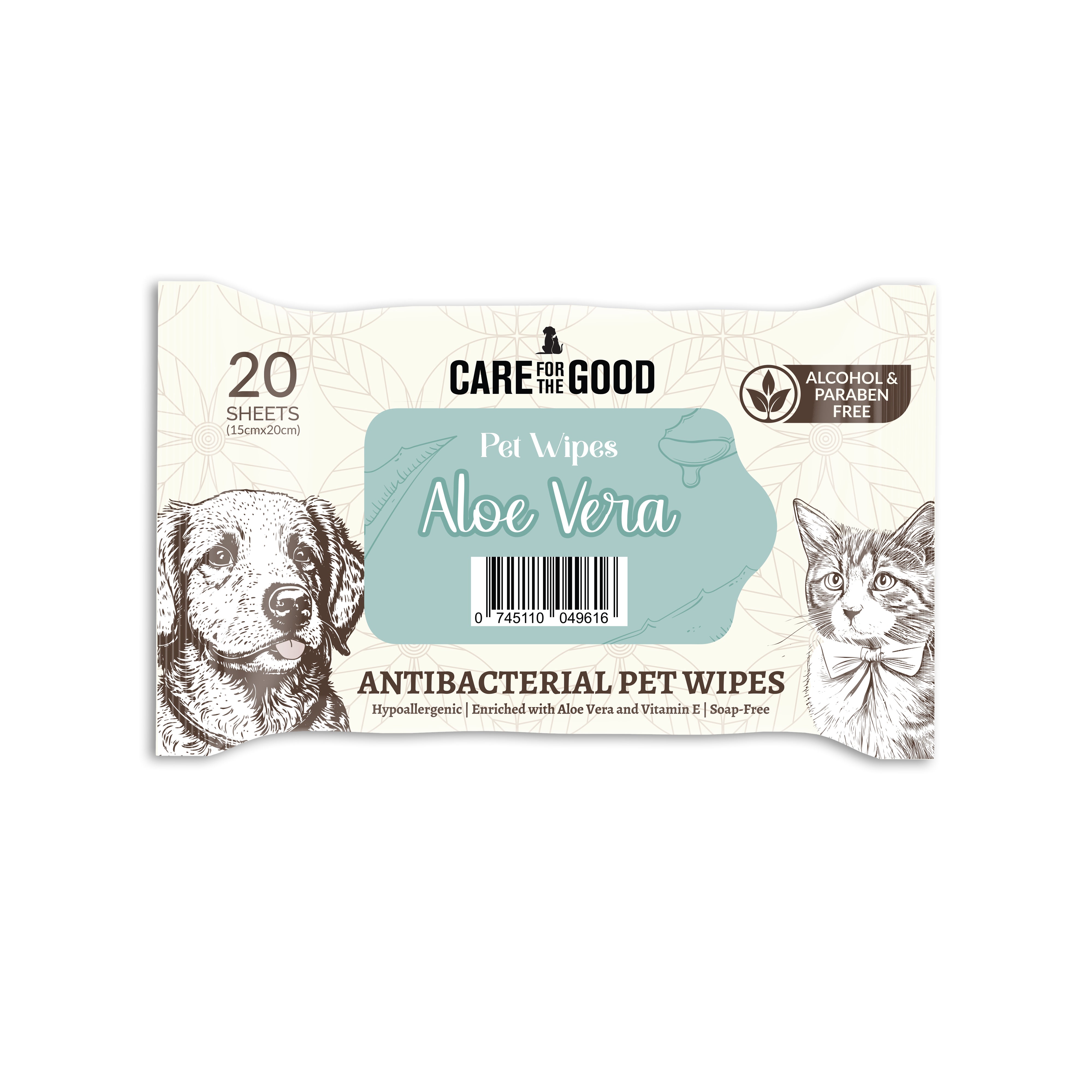 Image of Care For The Good Antibacterial Pet Wipes 20pcs