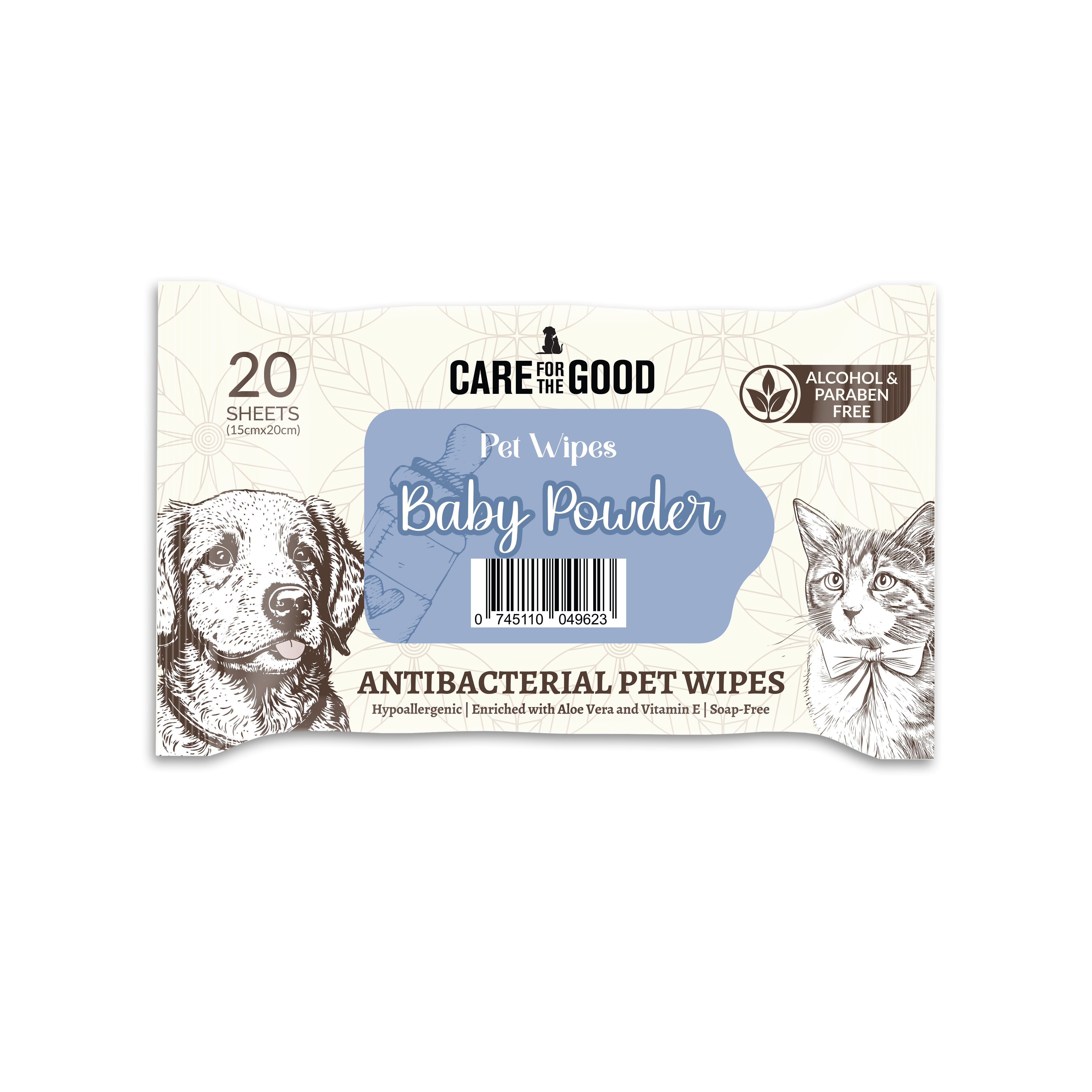 Image of Care For The Good Antibacterial Pet Wipes 20pcs